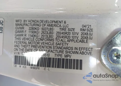 2021 Acura Rdx A-Spec Package from USA, damaged, VIN 5J8TC2H69ML028510